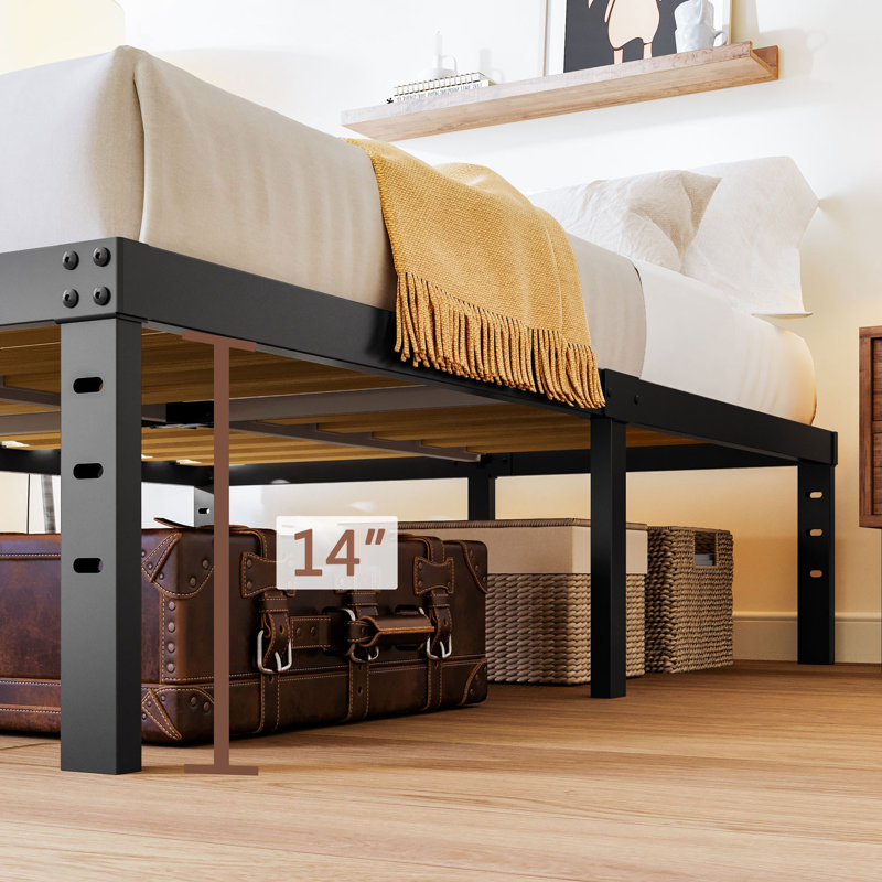 Alwyn Home Marple 16 Inch Metal Platform Bed Frame with Wood Slat Support Heavy Duty Mattress Foundation Noise Free Reviews Wayfair